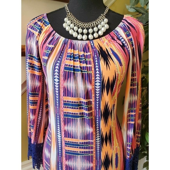 2B Together Boho Lace Trim Dress Sz SM - Picture 2 of 11